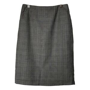 Dei Mattioli Skirt Size‎ 6 Wool Pencil Made In Italy Gray Black Plaid Career